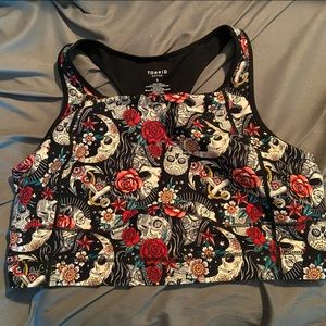 Skull “tattoo” print sports bra